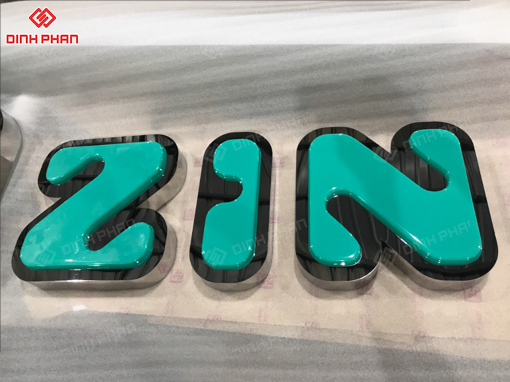 Chữ inox xanh làm bảng hiệu đẹp, sang và bền Chữ inox xanh