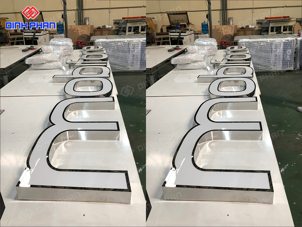 Chữ mica lọng viền inox