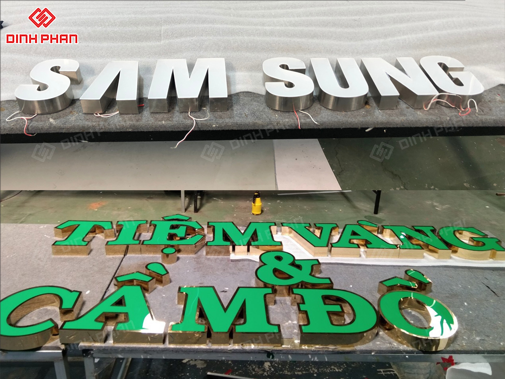 Chữ mica viền inox đẹp, bền, thiết kế theo yêu cầu giá rẻ Chữ mica viền inox