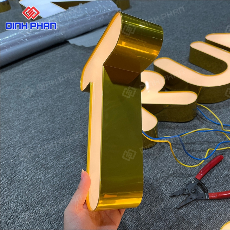 Gia công chữ nhôm vàng gương uy tín, chất lượng giá rẻ Chữ nhôm vàng gương