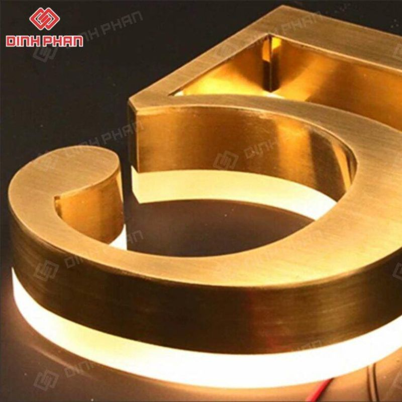 Gáy uốn chữ nhôm vàng xước chất lượng Chữ nhôm vàng xước