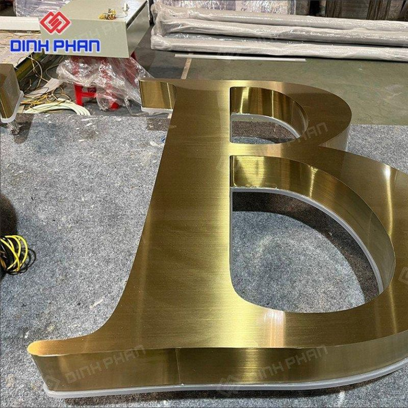 Gáy uốn chữ nhôm vàng xước chất lượng Chữ nhôm vàng xước