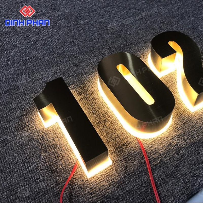 Gáy uốn chữ nhôm vàng xước chất lượng Chữ nhôm vàng xước