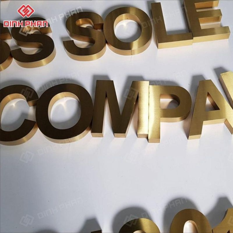 Gáy uốn chữ nhôm vàng xước chất lượng Chữ nhôm vàng xước