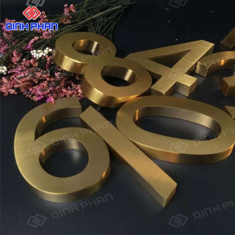 Gáy uốn chữ nhôm vàng xước chất lượng Chữ nhôm vàng xước
